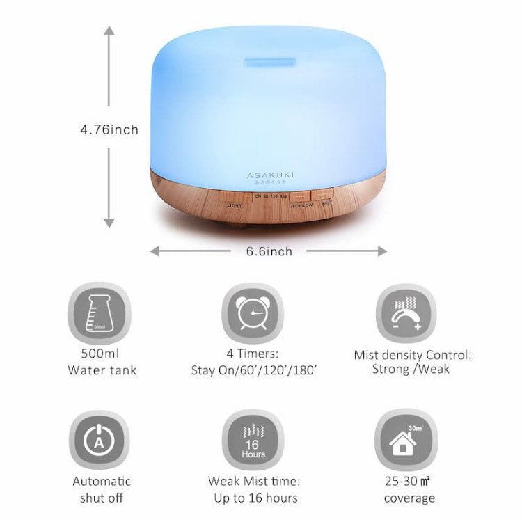 Difuzor ultrasonic premium de uleiuri esențiale ROCK Light Wood